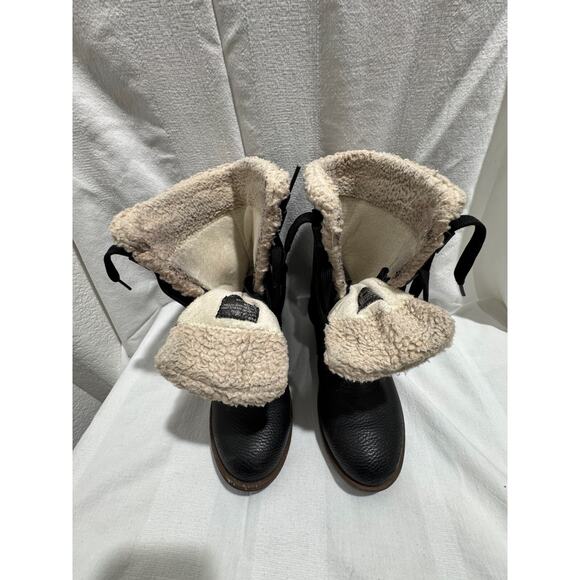 Womens Khombu Winter Boots Black Vegan Pebble Leather Size 8.5 Fleece Lined - Picture 3 of 10